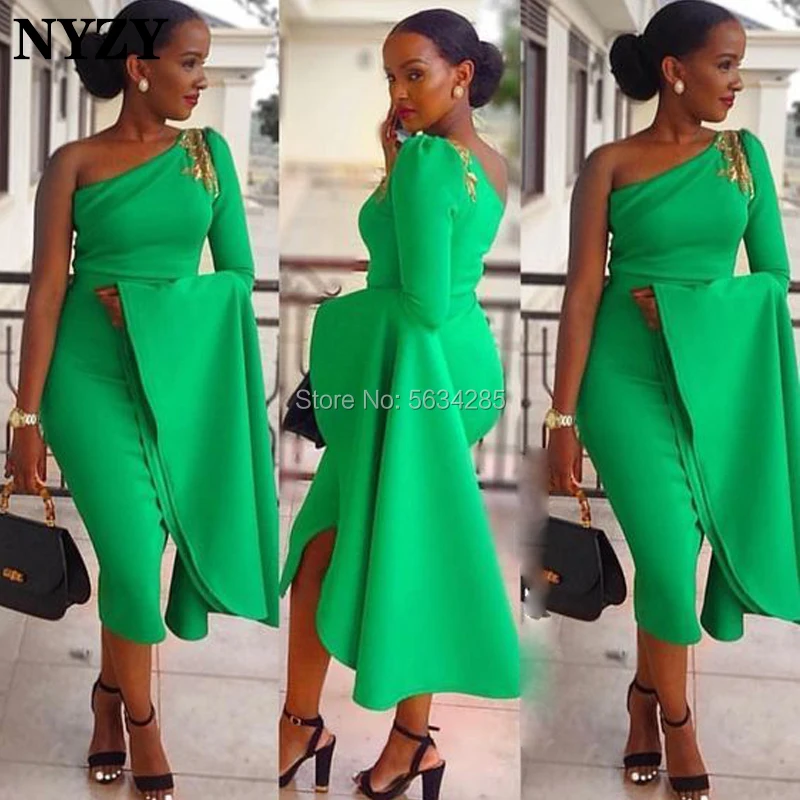green long sleeve cocktail dress