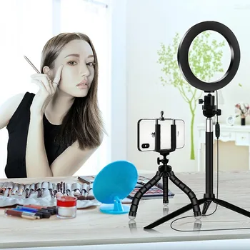 Kaufen Foto Studio Selfie LED Ring Licht Mit Handy Mobile Halter Für Youtube Live-Stream Make-Up Ring Lampe Telefon Halter Set
