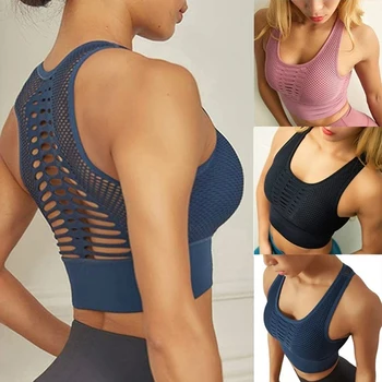 

GAOKE Sexy Hallow Out Women Quick Dry Workout Push Up Bra With Padded Tops Vest Wireless Tank Tops