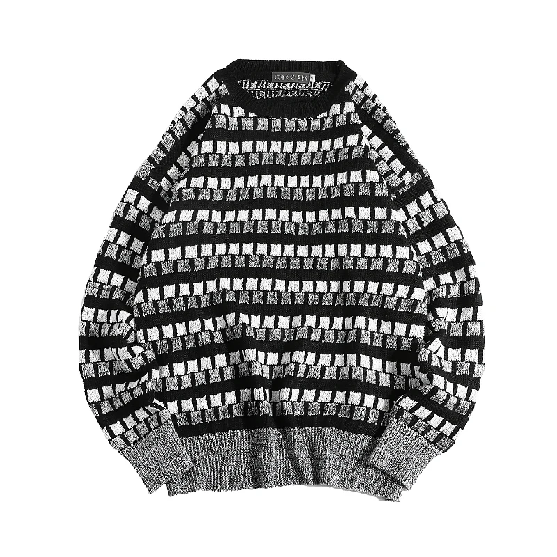 Yong Men Pullovers 2019 Brand Mens Splice Stripe Sweaters Men Pullover Casual Striped Knitted Sweater Autumn Winter Pull Homme