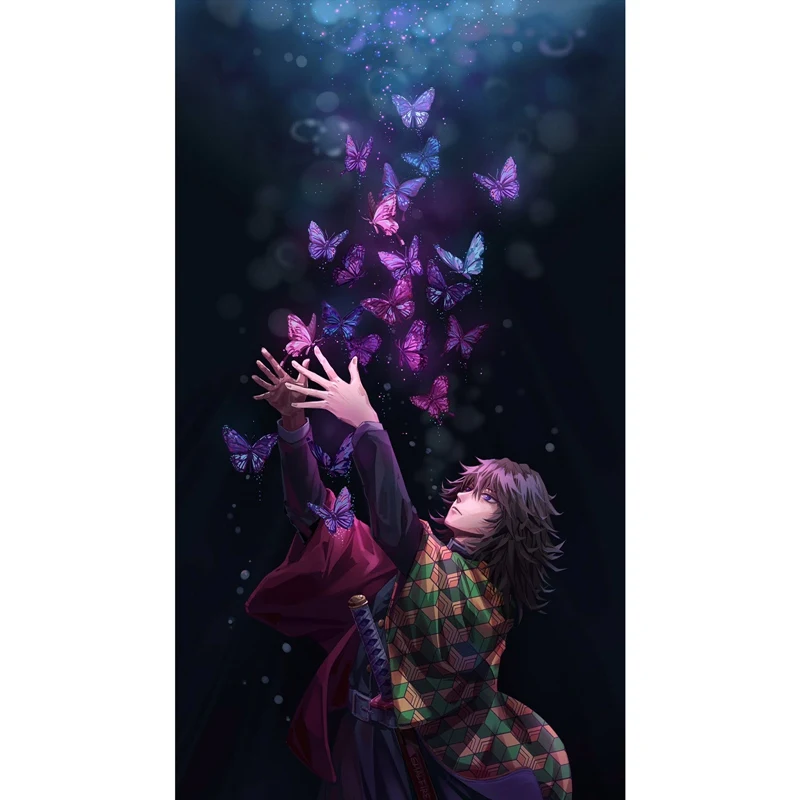 Póster de Anime japonés Demon Slayer, pintura de seda, decoración artística de pared, Mural, decoración moderna para habitación - Imagen 5