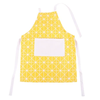 

2 Pack Cotton Parent-Child Apron Kitchen Cafe Studio Bakery Drawing Baking Fabric (Yellow)