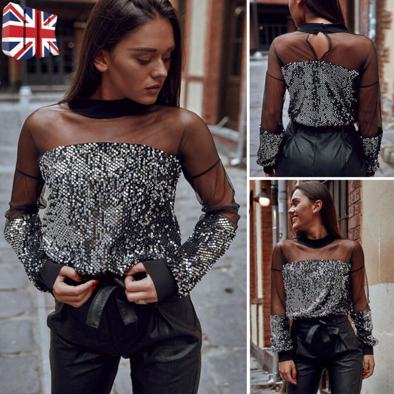 womens black glitter top