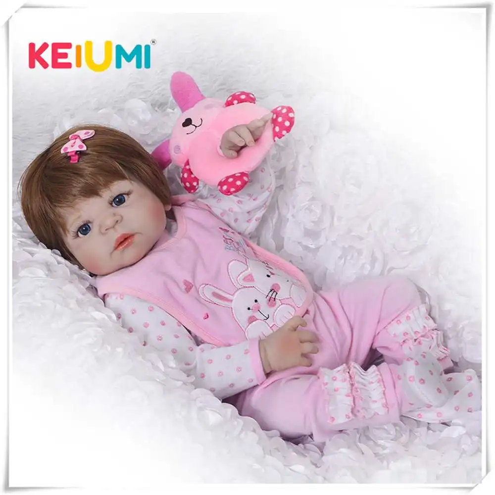 

Lifelike Silicone Reborn Baby Menina 23'' Newborn Baby Dolls Full Vinyl body Wear Infant Clothes Truly Kids Playmates