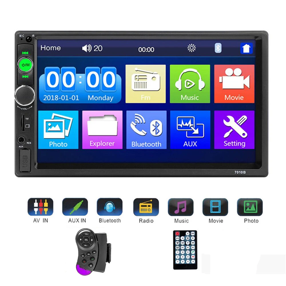 Radio with control Автомагнитола 7010B 2Din " HD мультимедиа сенсорного экрана плеер автомобиля стерео Зеркало Ссылка bluetooth Поддержка камеры заднего вида - Формат цифровых медиаданных: Radio with control