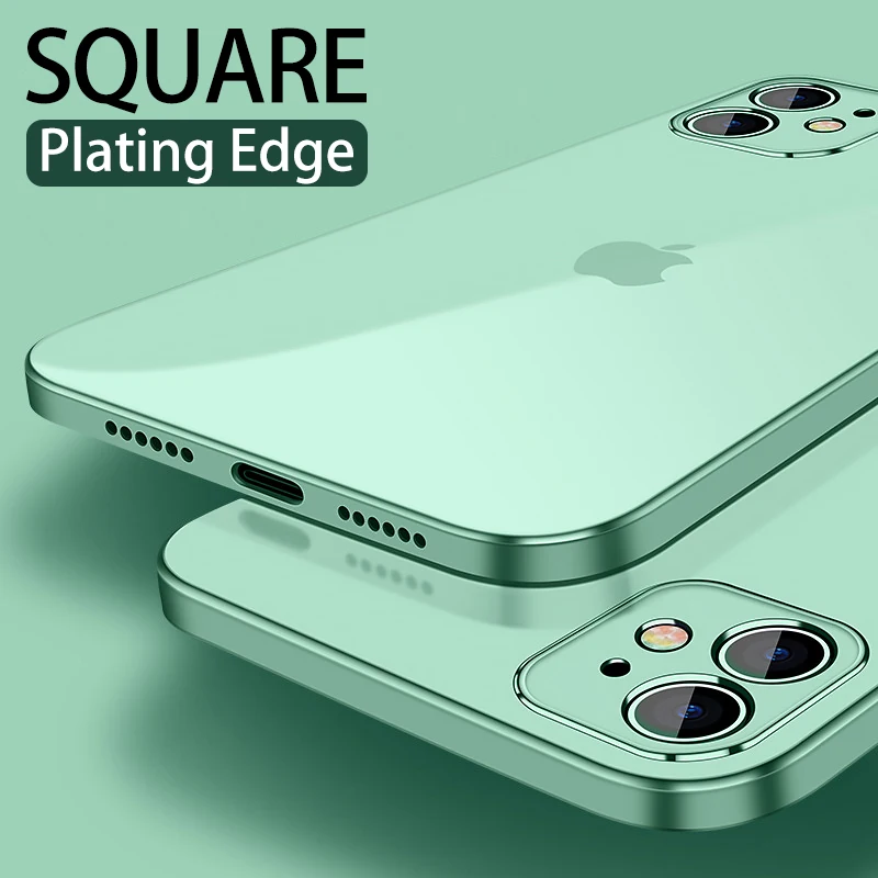Luxury Plating Square frame Transparent Case For iPhone 11 Pro Max XS X 8 7 Plus SE 2020 Cases Slim Soft tpu Camera Protection|Fitted Cases| - AliExpress