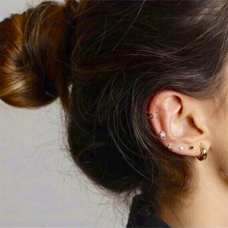 Elegant Women Ear clip Circle cuff Ear Cuff Wrap Clip Cartilage Earrings 925 sterling silver Faux Piercing Jewelry A30