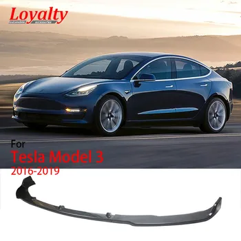 

Loyalty for Tesla Model 3 2016 2017 2018 2019 Front Bumper Lip Spoiler Carbon Fibre Black Car Styling Auto Accessories