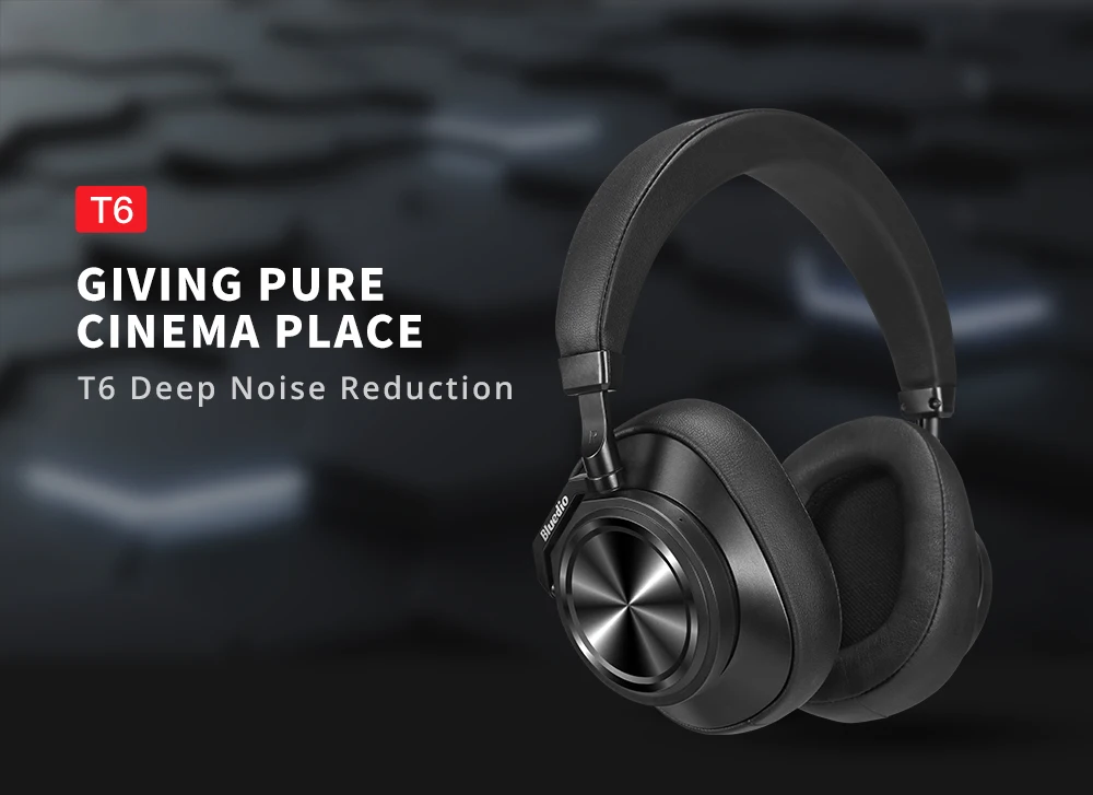 Bluedio T6 ANC Active Deep Noise Reduction Wireless Bluetooth 5.0 Headphones Monitor Level Music Headset With Microphone