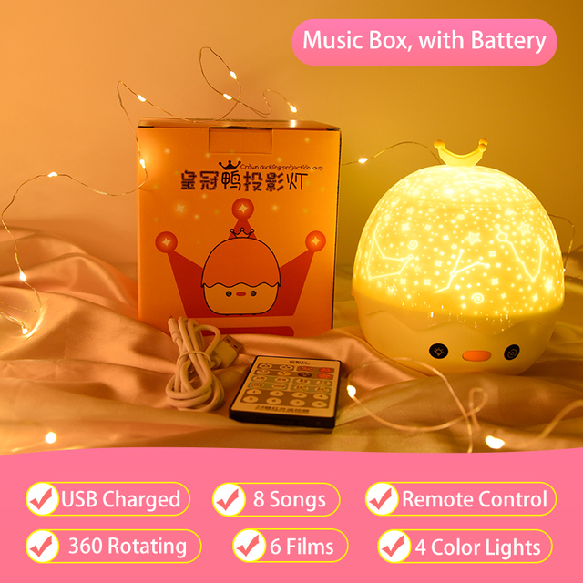 Star Night Light Rotating Starry Sky Projector Colorful Music Bedside Lamp Rechargeable Bedroom Night Lamp Kid Baby Gift