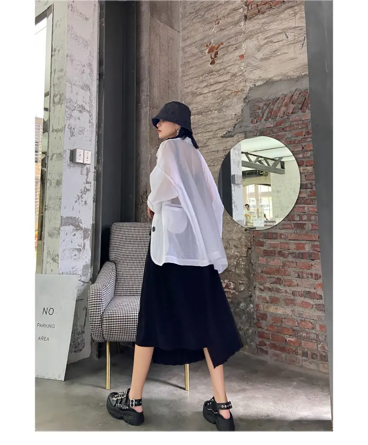 XITAO Irregular Black Skirt Fashion New Women 2020 Elegant Goddess Fan Pleated Pocket Small Fresh Casual Loose Skirt ZP1684