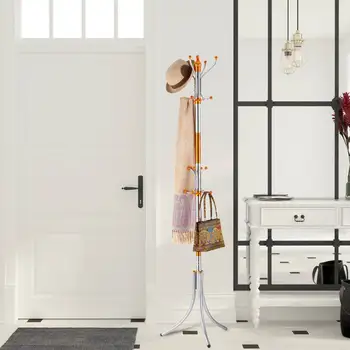 

New Assembled Metal Hangers Living Room Hat Display Stand Floor Coat Rack Multi Hooks Clothes Hanger Bedroom Clothing Organizer