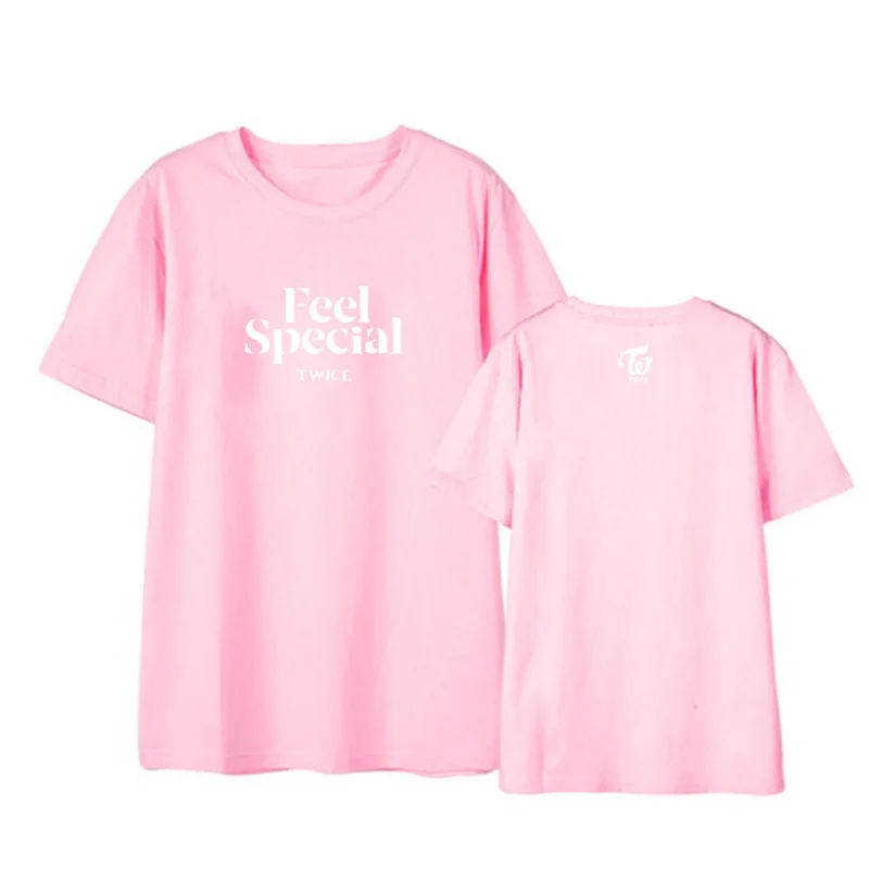 Pink Kpop TWICE Feel специальный альбом рубашки хип хоп Повседневная Свободная одежда футболка Топы с короткими рукавами футболка DX1239 - Цвет: Pink