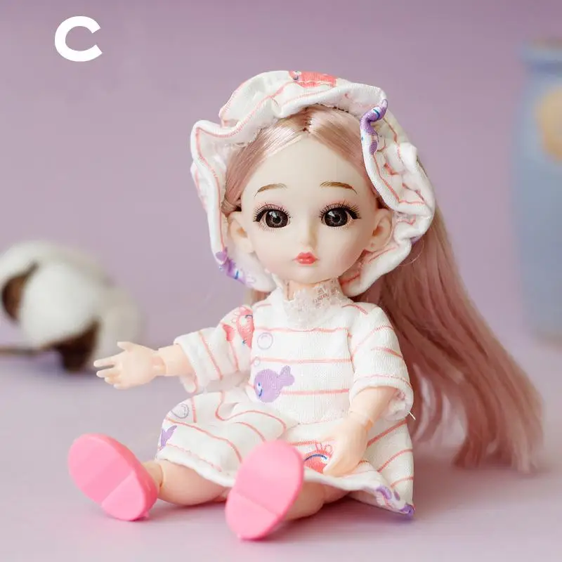 c Новинка, 16 см, Bjd кукла, 13 шарниров, для девочек, детское мини тело с 3D глазами, голова, 1/8, куклы с одеждой, детские игрушки, аксессуары - Цвет: c