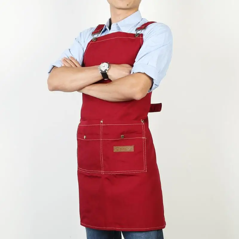 Practical Men Women Apron Adjustable Cotton Canvas Multi-pocket Aprons Baking Kitchen Home Restaurant Pinafore Tools