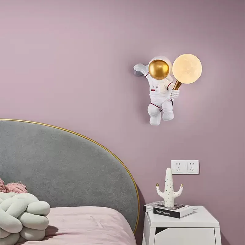 

Nordic Creative Wall Lamp Bedroom Bedside Light Astronaut Moon Loft Child Study Living Room Home Indoor Porch Decoration Sconce