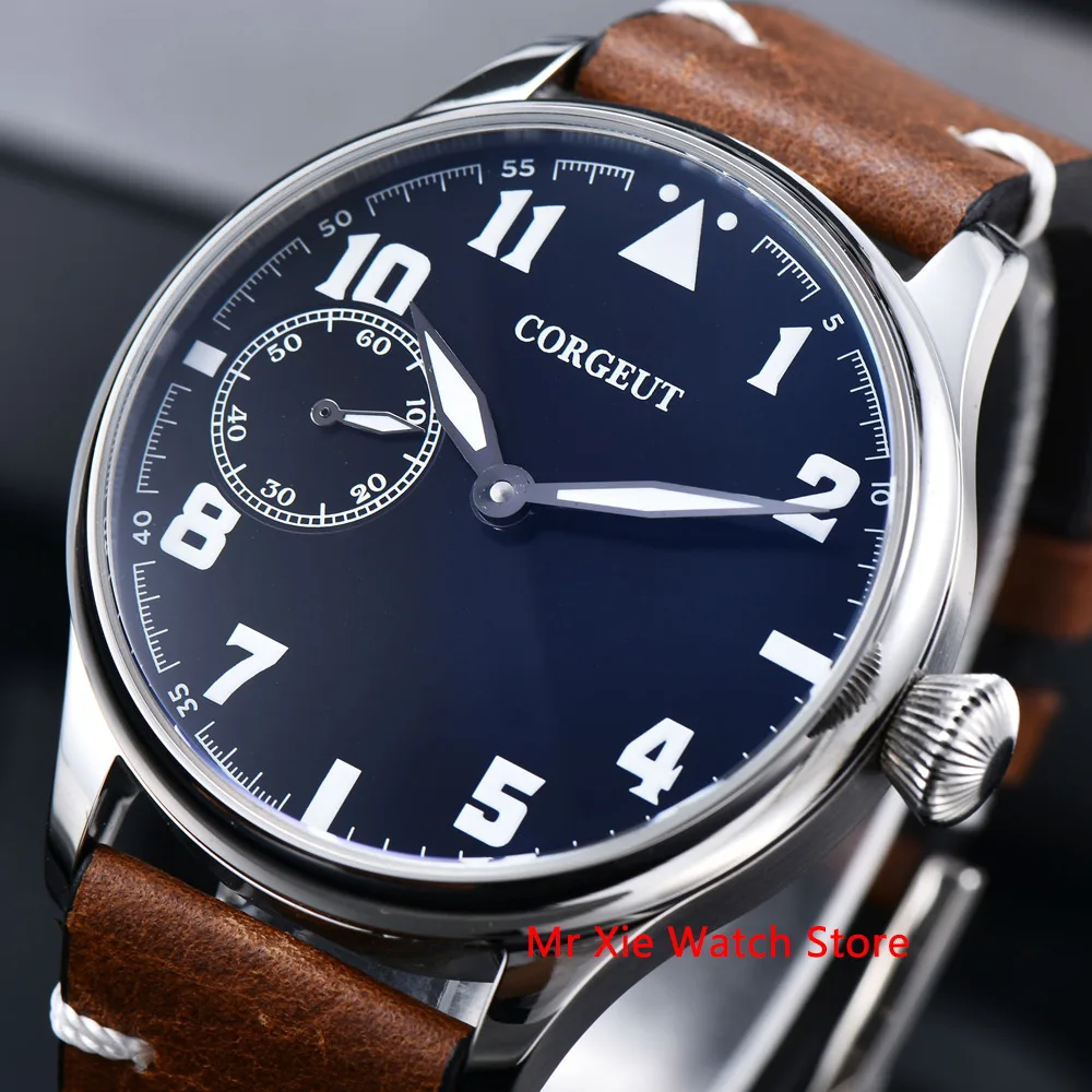 Corgeut 44 мм Мужские часы 17 Jewels с ручным подзаводом 6497 мужские светящиеся