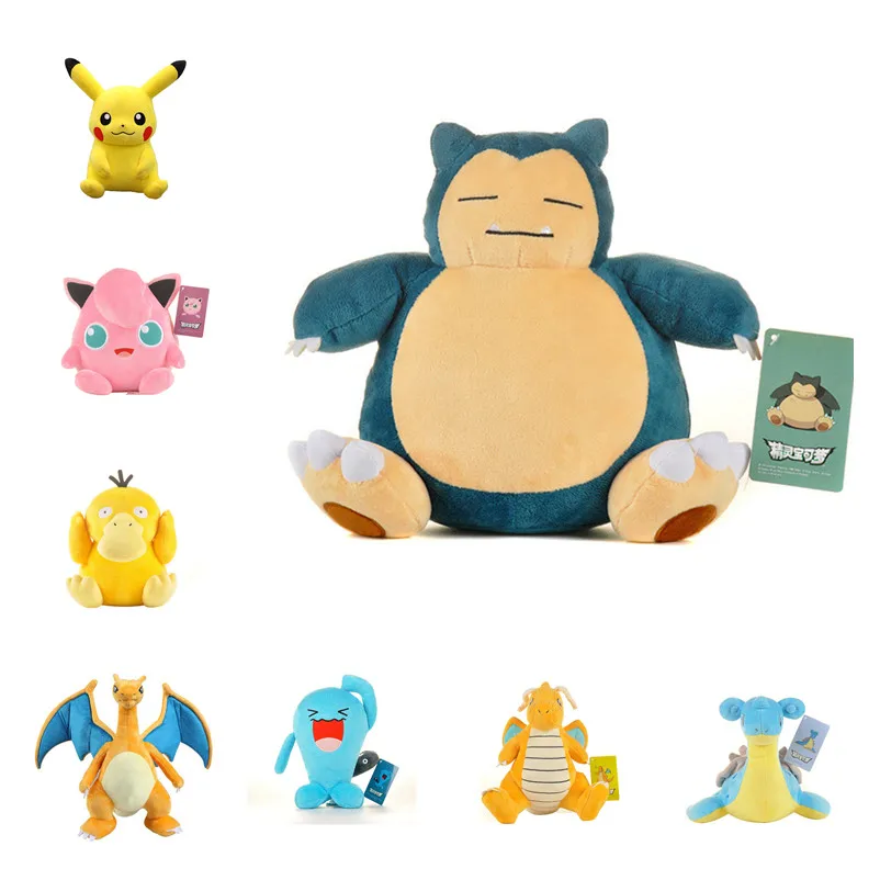Аниме Покемон го Пикачу косплей реквизит Карманный Монстр Kawaii Snorlax Psyduck Charizard Mew кукла 25 см хлопковая подушка игрушки реквизит