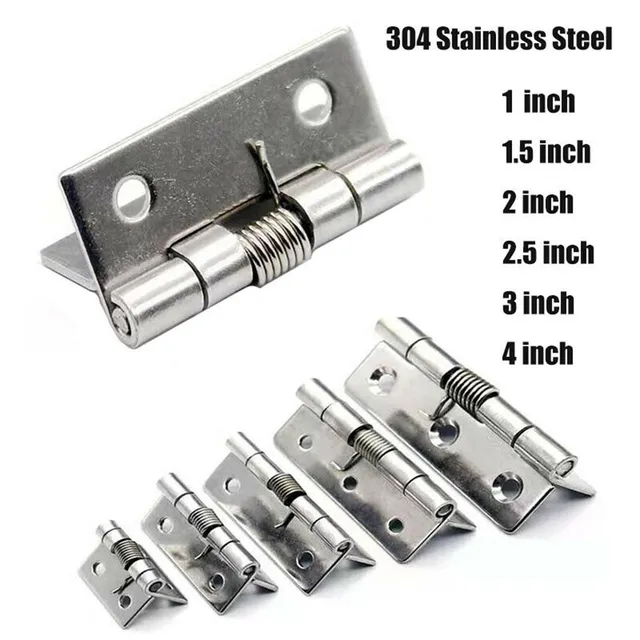 2pcs 1/1.5/2/3Inch Silver Spring Door Hinge Stainless Steel Self Closing Design Windows Cabinets Boxes Household Hardware 6