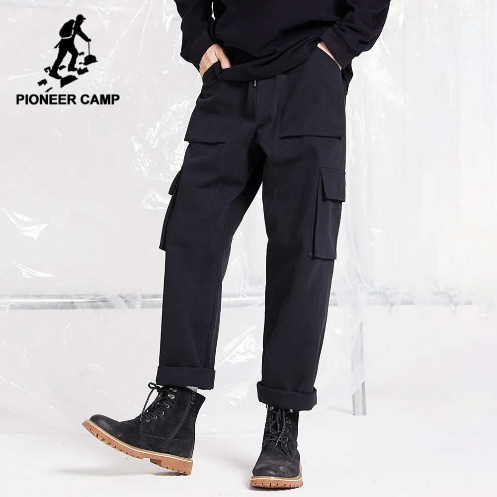 

Pioneer Camp 2020 Winter Men's Cargo Pants 100% Cotton Straight Loose Black Gray Joggers for Male XXS002233