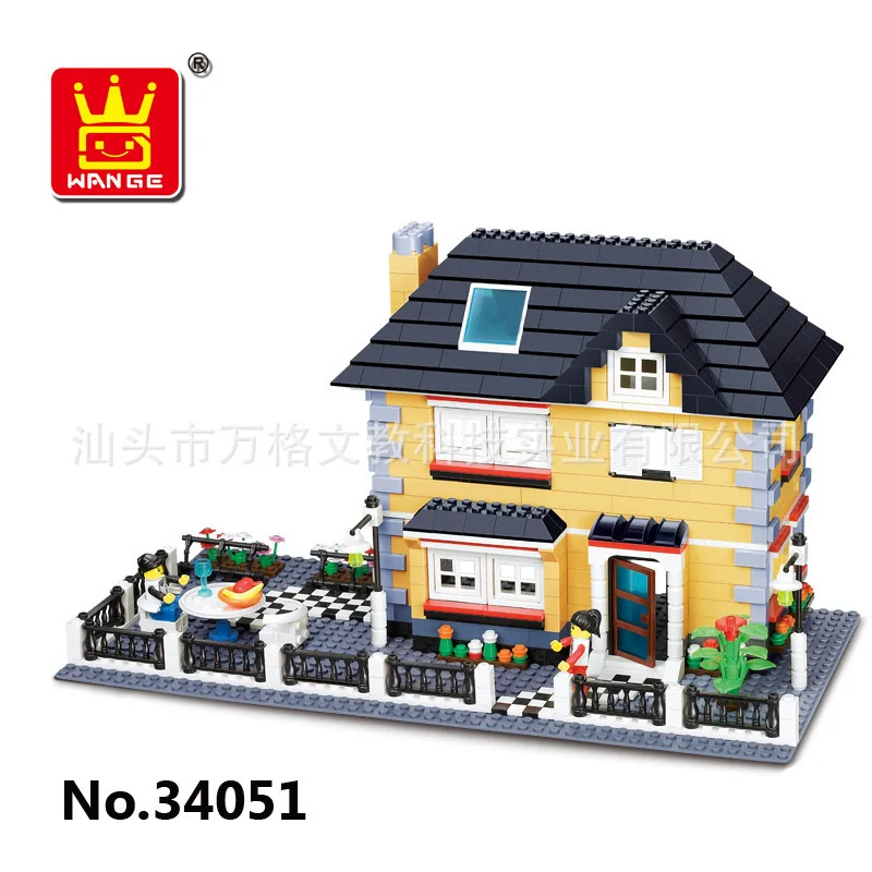 

Wange Building Blocks Only Cubic New Style Villa Architecture Plastic Building Block Toys Educational Assembled