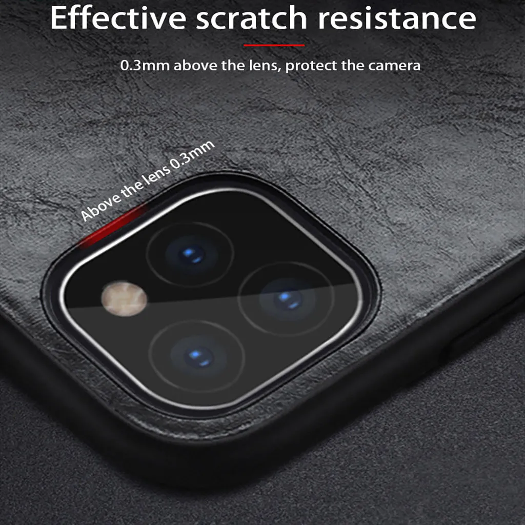 Slim Leather Vintage Shock-proof Case Cover for iPhone 11 Pro Max 6.5 Inch Luxury Hard Matte Cover Business Style Phone Cases