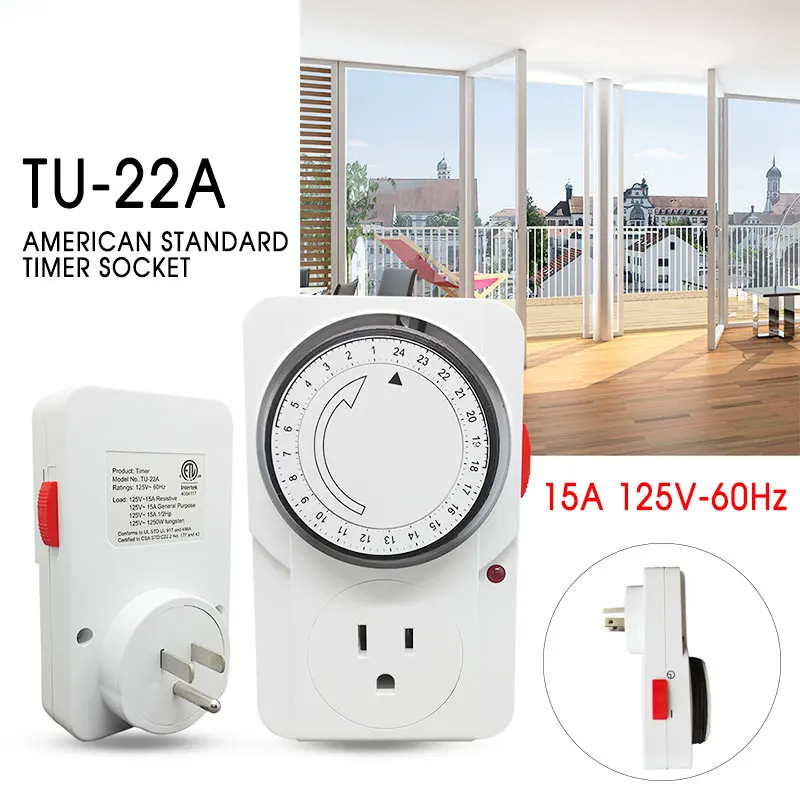 24 Hours Timing Controller White Programmable Digital Timer Switch Plug Home Improvement Electric Timer Socket Time-Lapse