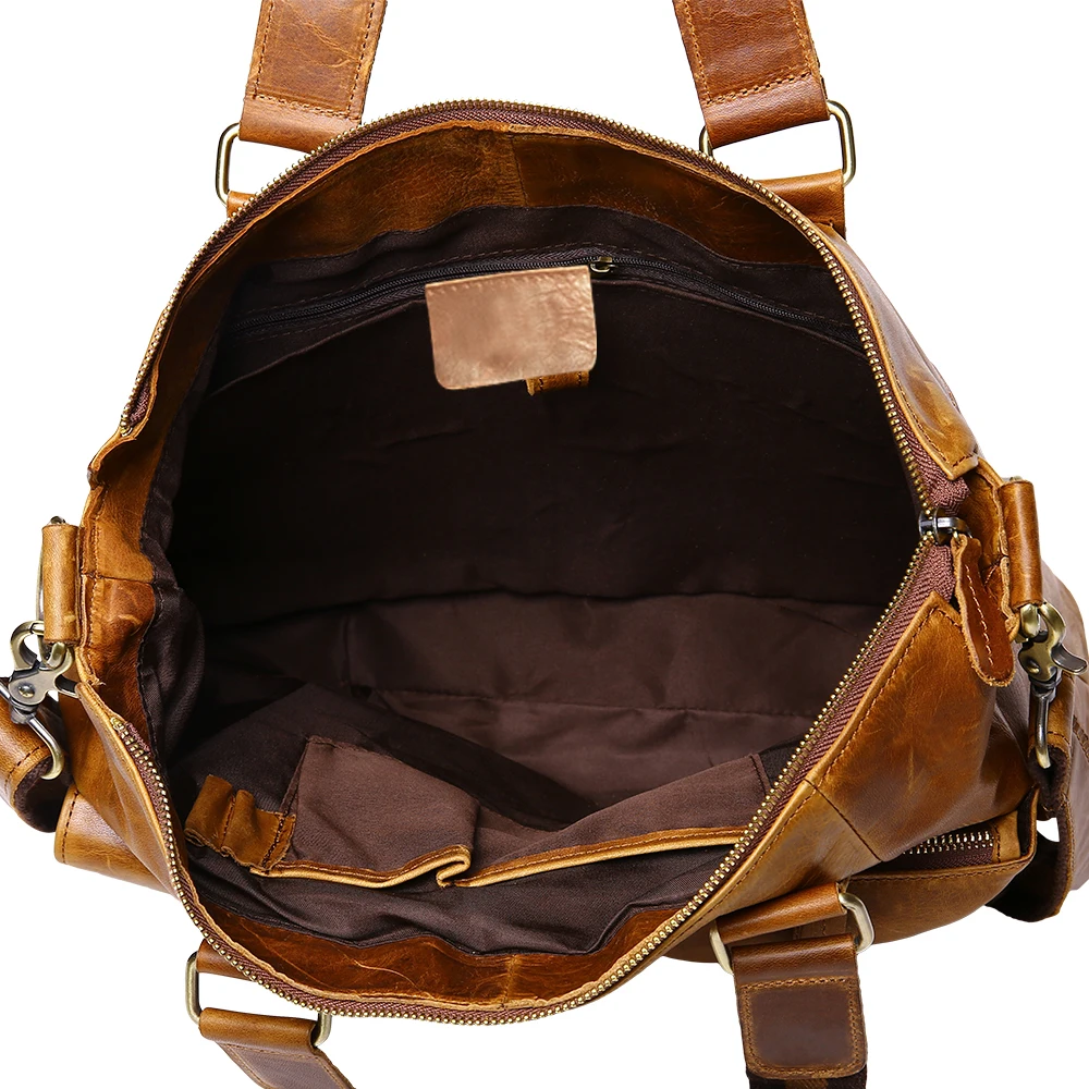 LACHIOUR Business Office Handag Men Real CRAZY HORSE Genuine Leather Messenger Bag Male Ducument Travel Laptop Shoulder Bag