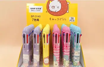 

7 color corner pet Multicolor ballpoint pen 7 in 1 color cute cartoon pen kawaii school prize gift student ballpoint pen 36pc