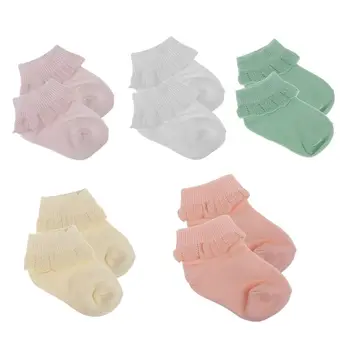 

5 Pairs/lot Cute Baby Girl Cotton Ruffle Socks Newborn Breathable Princess Lace Short Sock Lot for Baby Girls Clothing Accessory