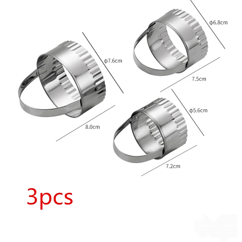 A-3pcs 3 шт. нержавеющая сталь печенье DIY Плесень цветок круглой формы резак выпечки Плесень инструменты для тортов печенья выпечки инструменты - Цвет: A-3pcs