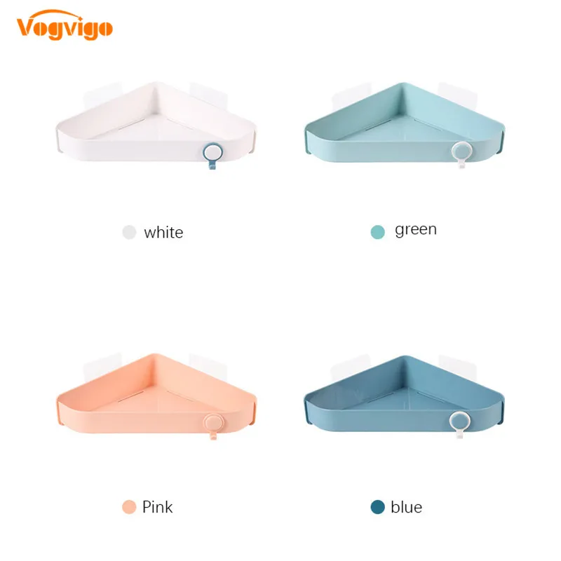 SEAAN Corner Bathroom Rack Adhesive Wall Hanging Seamless Organizer For Toilet Basin Kitchen Punch-Free Shower Shelf Tripod