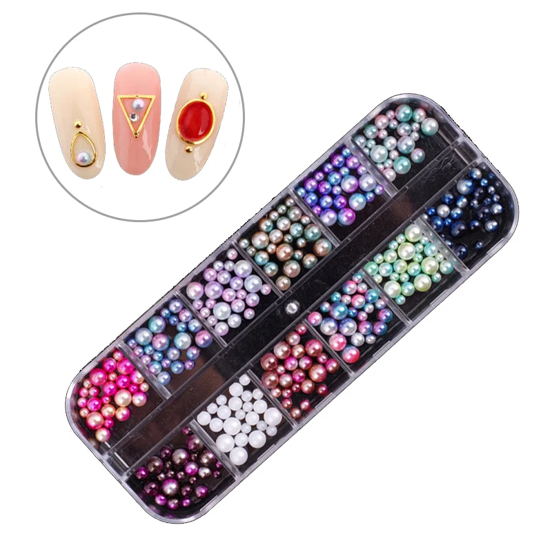 

Multi-color Crystals Nail Rhinestones Pearl Diamonds Stones Gems Rivet DIY 3D Nail Art Decorations Shiny Charms Rhinestone
