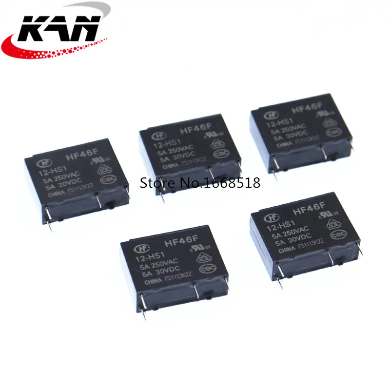 20 шт./лот Мощность реле HF46F-3-HS1 HF46F-5-HS1 HF46F-12-HS1 HF46F-24-HS1 5A250VAC 4PIN