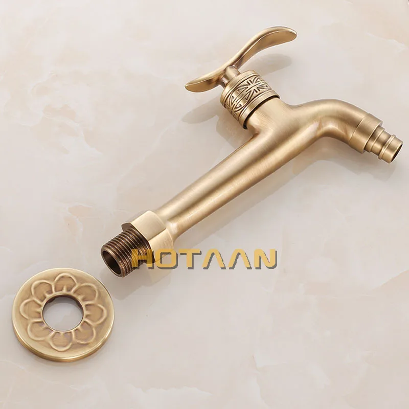 Long garden use Bibcock faucet tap crane Antique Brass Finish Bathroom Wall Mount Washing Machine Water Faucet Taps YT-5156-A