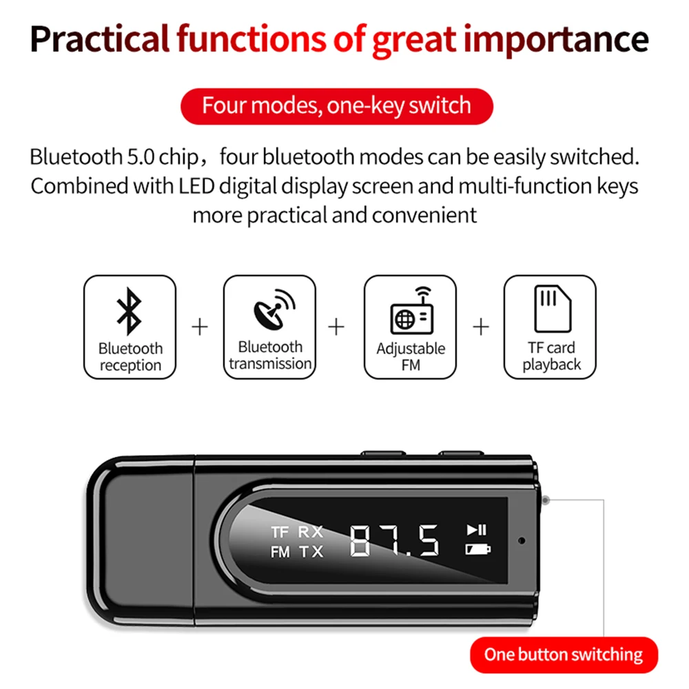 USB 5 0 Bluetooth Adapter Audio Transmitter Receiver AUX Bluetooth Adapter For PC TV Car Headphone 3 5mm Jack Wireless Adapters