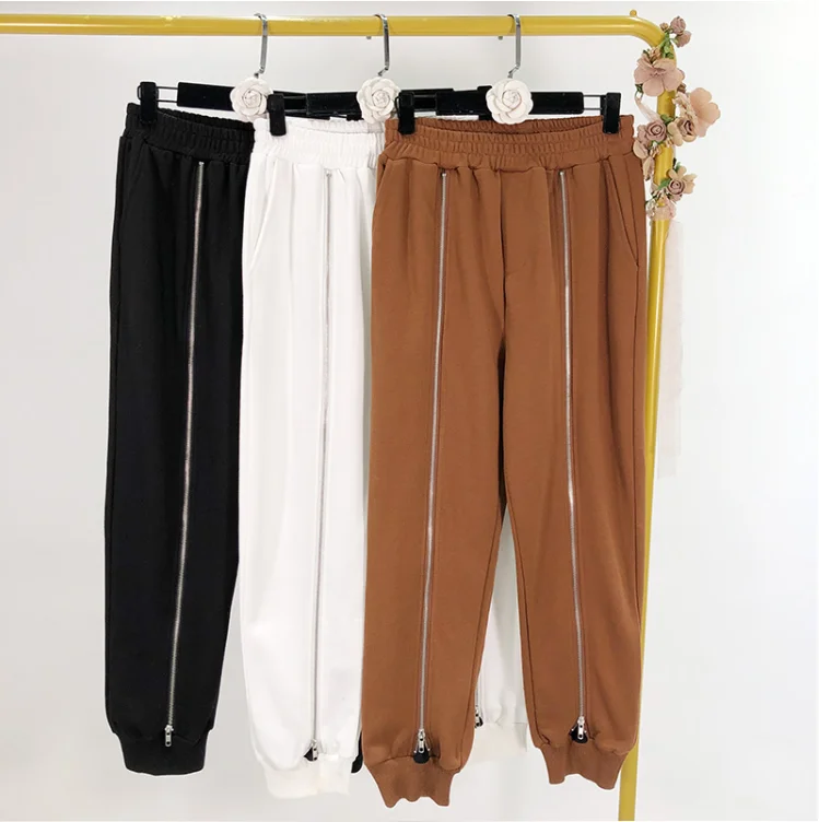 New Casual High Waist Harem Pants Women 2020 Spring Fashion Fake Zippers Loose Hip-hop | Женская одежда