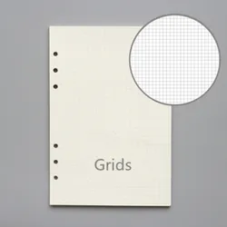 Premium 90-Page 6-Hole Loose Leaf Refill Paper for Spiral Notebooks and Journals, Available in A5, A6, and A7 Sizes (Grid)