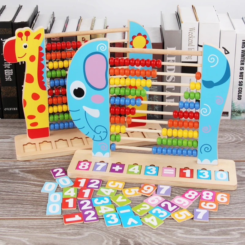 Детские деревянные игрушечные счеты маленький калькулятор ручной работы Монтессори развивающие игрушки математические Детские счеты бусины раннего обучения