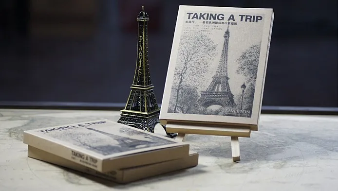 Срочная открытки иллюстрации "go Traveling-Европа черно-белый эскиз архитектура" крафт Postcards28card в коробке