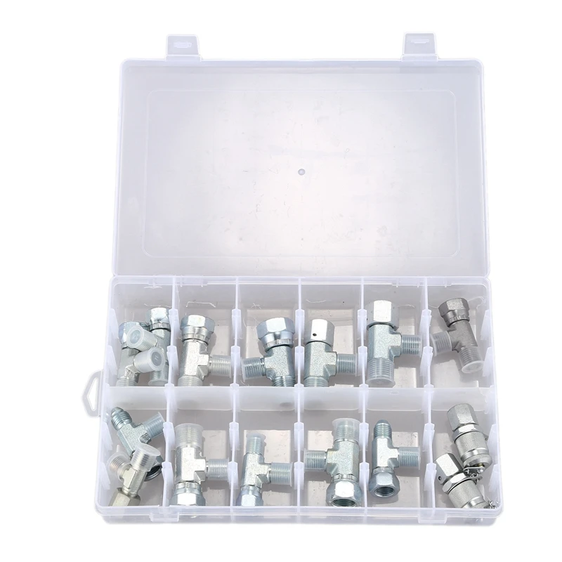 

15Pcs Backhoe Loader Tractor Hydraulic Table Hose Adapter Tee Kit for CATERPILLAR HITACHI KOMATSU KOBELCO