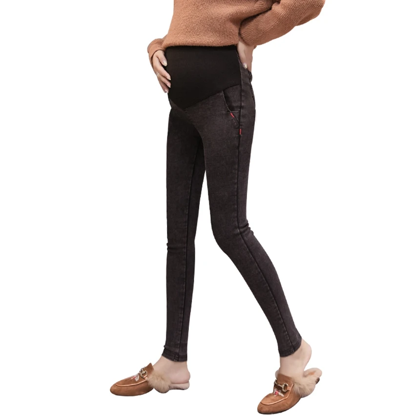 Весенние и осенние новые брюки для беременных женщин, одежда для маленьких ног, узкие брюки, девять штанов, штаны для желудка, эластичные штаны - Цвет: hei