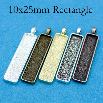 

50 pcs - 10x50mm Pendant Tray, Narrow Rectangle Pendant Bezel Blanks Pendant Base, Cabochon Setting Resin Frame for Necklace