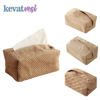 

Japanese-style Jute Tissue Case Living Room Table Napkin Holder Tissue Boxes Container Home Car Napkin Papers Dispenser Holder