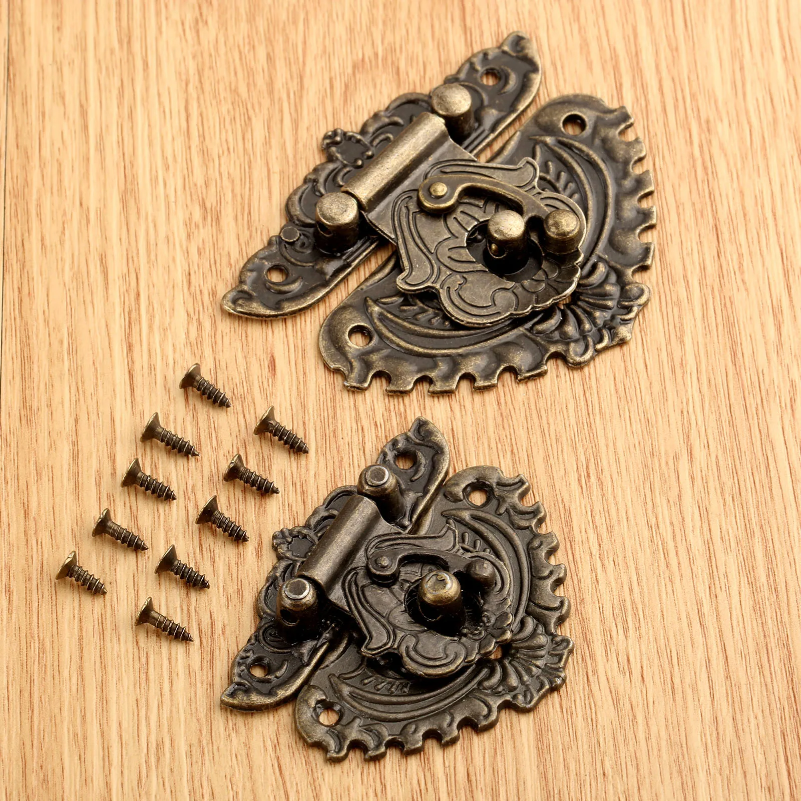Box Hasps Lock Catch Latches Antique Bronze Jewelry Chest Box Suitcase Buckle Clip Clasp Furniture Hardware 50x56mm 58x68mm