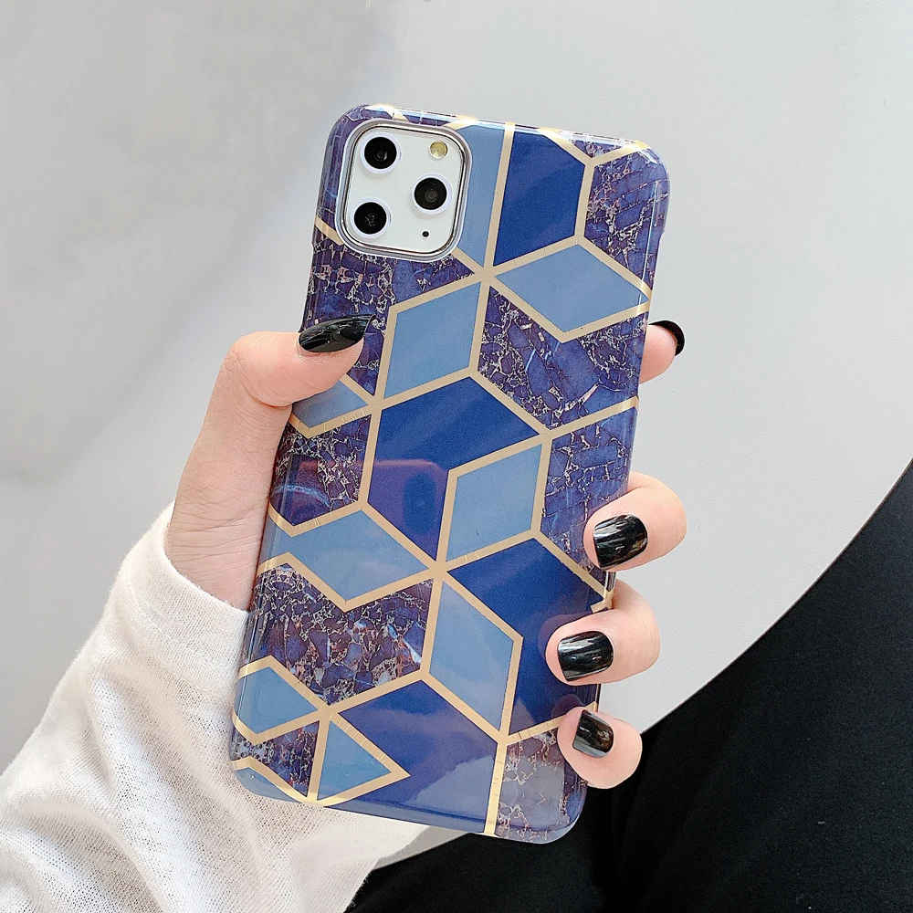 c LOVECOM Geometric Splicing Marble Phone Case For iPhone 11 Pro Max XR XS Max 6 6S 7 8 Plus X PC Hard Half-wrapped Back Cover - Цвет: c