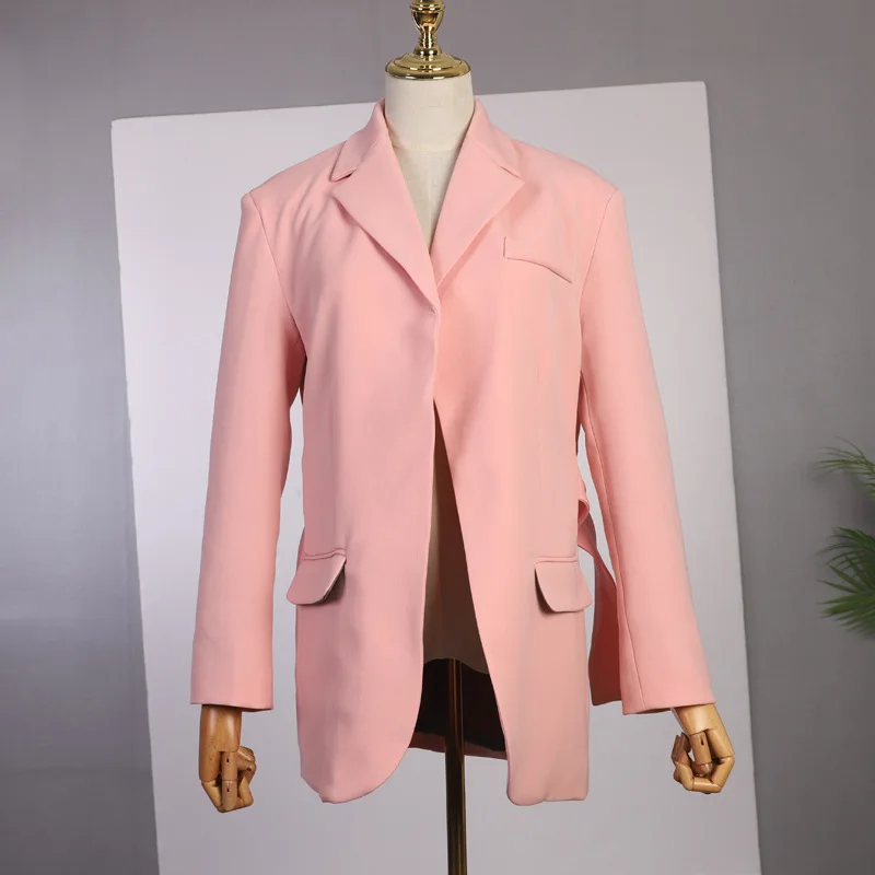 

Ozhouzhan 2018 Autumn And Winter New Style French Minimalist Button down Belt Profile Suit Jacket Women's