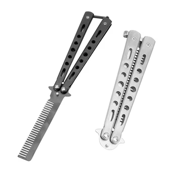 

Foldable Stainless Steel Practice Butterfly Knife Comb Flings Trainer Training Folding Hair dressing Knife