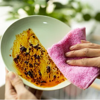 

AliExpress Cross Border New Style Bamboo Fiber Dish Towel Absorbent Oil-free Cleaning Cloth Cleaning cloth