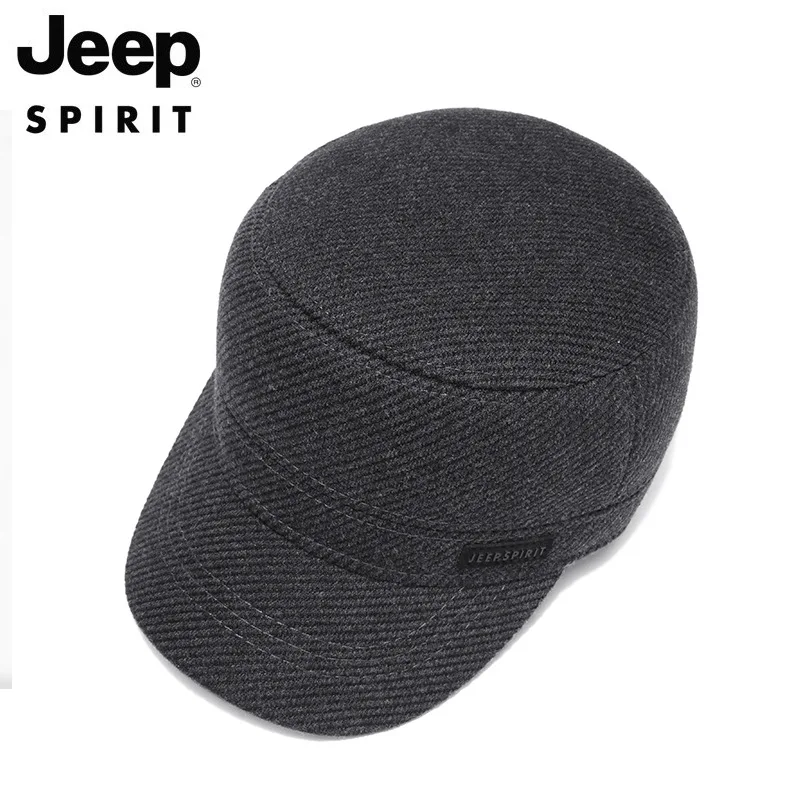 JEEP SPIRIT брендовая мужская осенне-зимняя флисовая Толстая Теплая мужская кепка s ветровка Женская плоская кепка Регулируемая Кепка с ушками